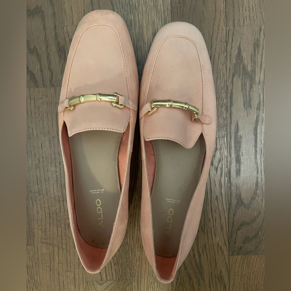 Peach-coloured loafers, size 9
